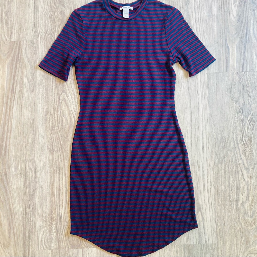 Striped Round Hem Fitted Dress
